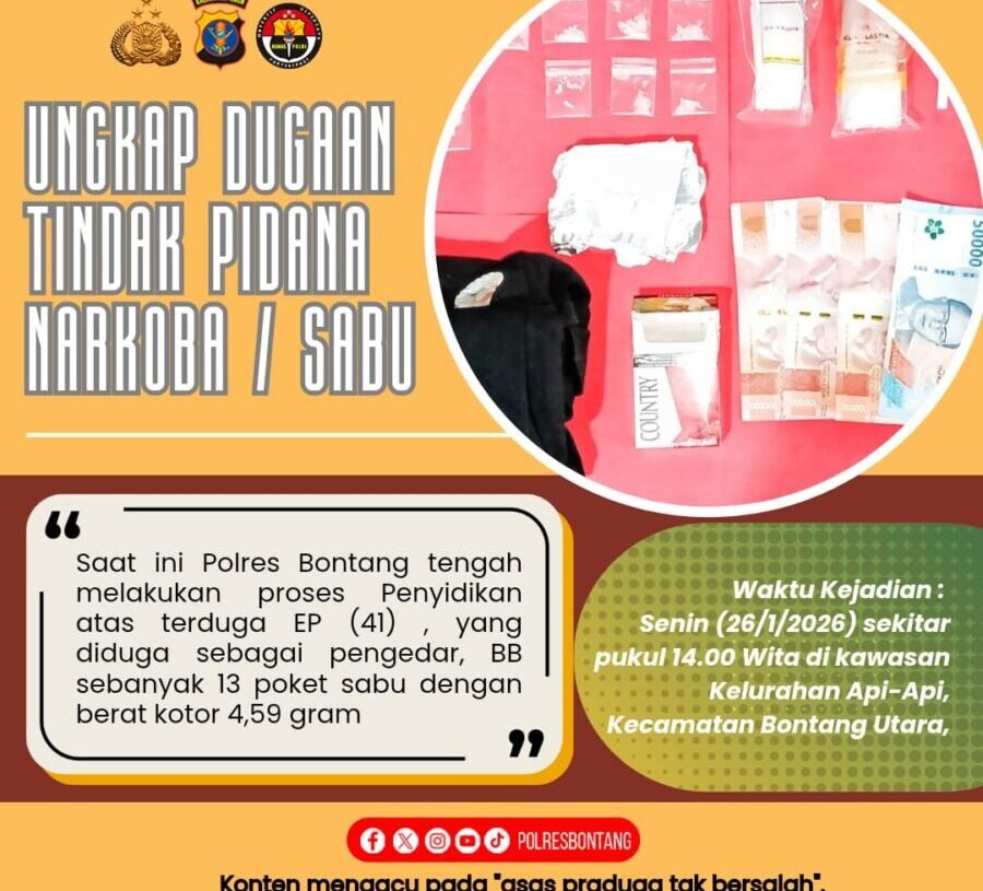 Satresnarkoba Polres Bontang Ringkus Terduga Pengedar Sabu di Api-Api